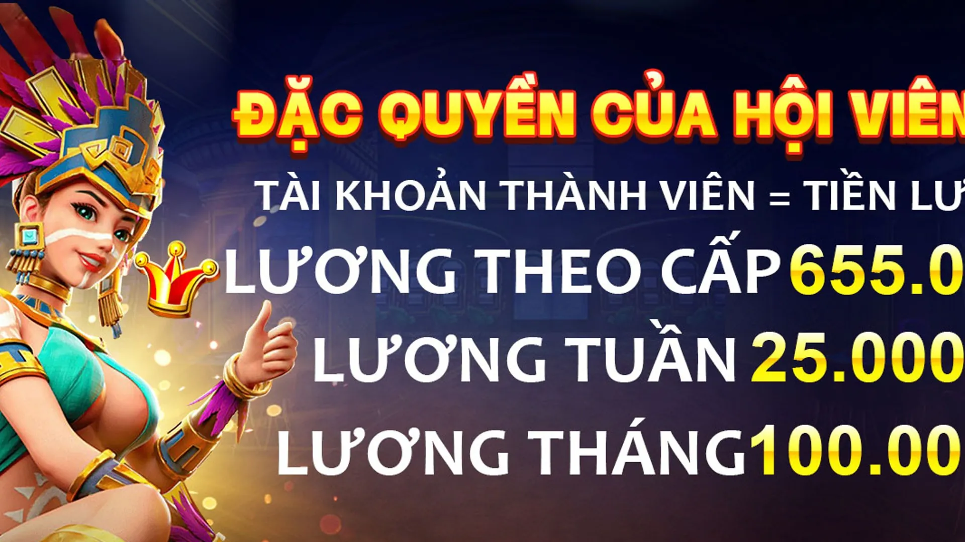 Biểu ngữ ưu đãi độc quyền của OK 365 với các biểu tượng tiền thưởng và chip casino vàng